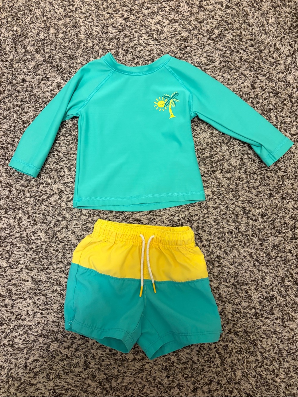 Old Navy Turquoise & Yellow Kids Rash Guard Set